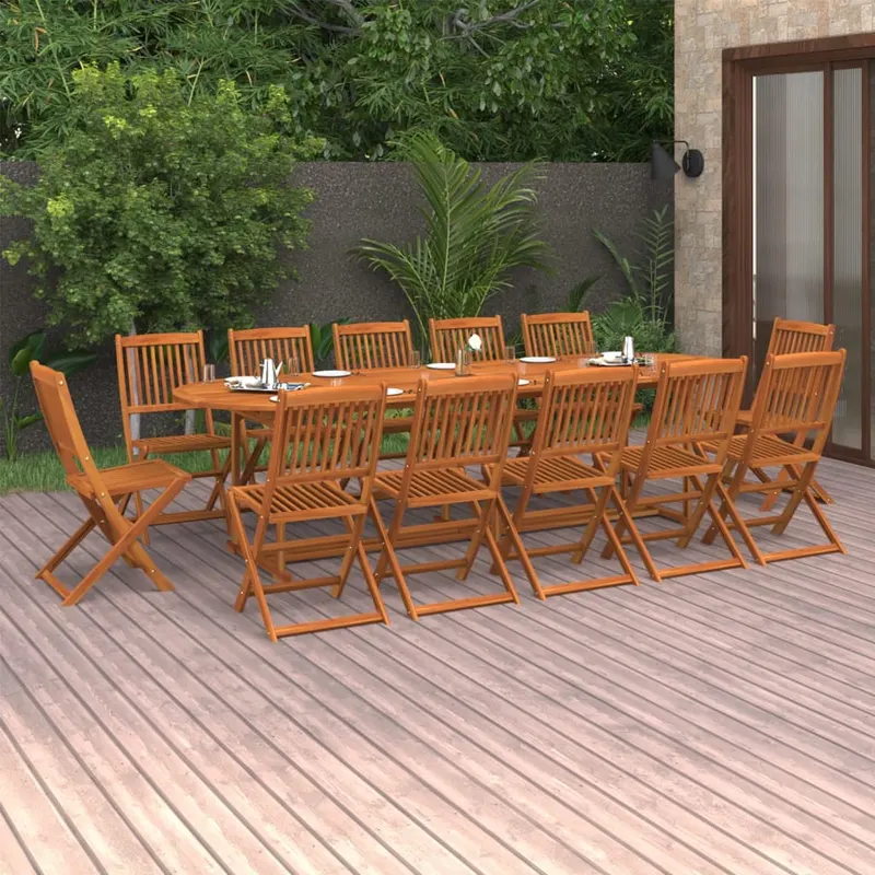 set mobilier de gradina 13 piese 280x90x75cm, lemn masiv acacia