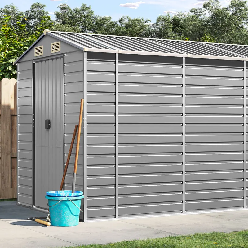 sopron de gradina, gri deschis, 191x810x198 cm, otel galvanizat