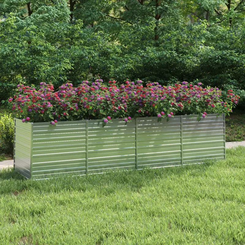 strat inaltat de gradina argintiu 320x80x77 cm otel galvanizat