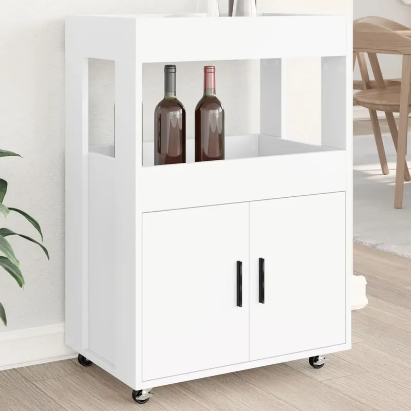 carucior de bar, alb, 60x39,5x89 cm, lemn prelucrat