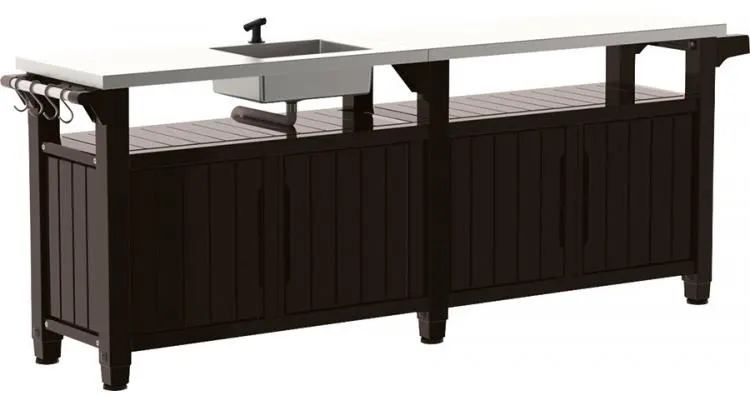 Bucatarie mobila cu spatiu depozitare si blat de Inox UNITY PLUS, Keter