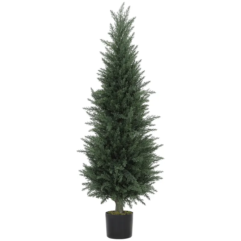 HOMCOM Chiparos artificial, 638 frunze din plastic, cu ghiveci, rezistent la UV, Verde