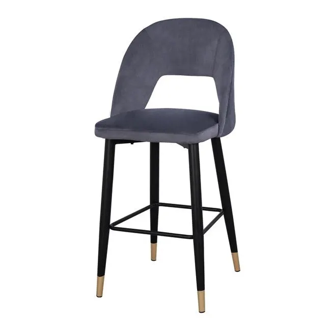Scaun de bar HARRY VELVET H72 CM - Gri inchis