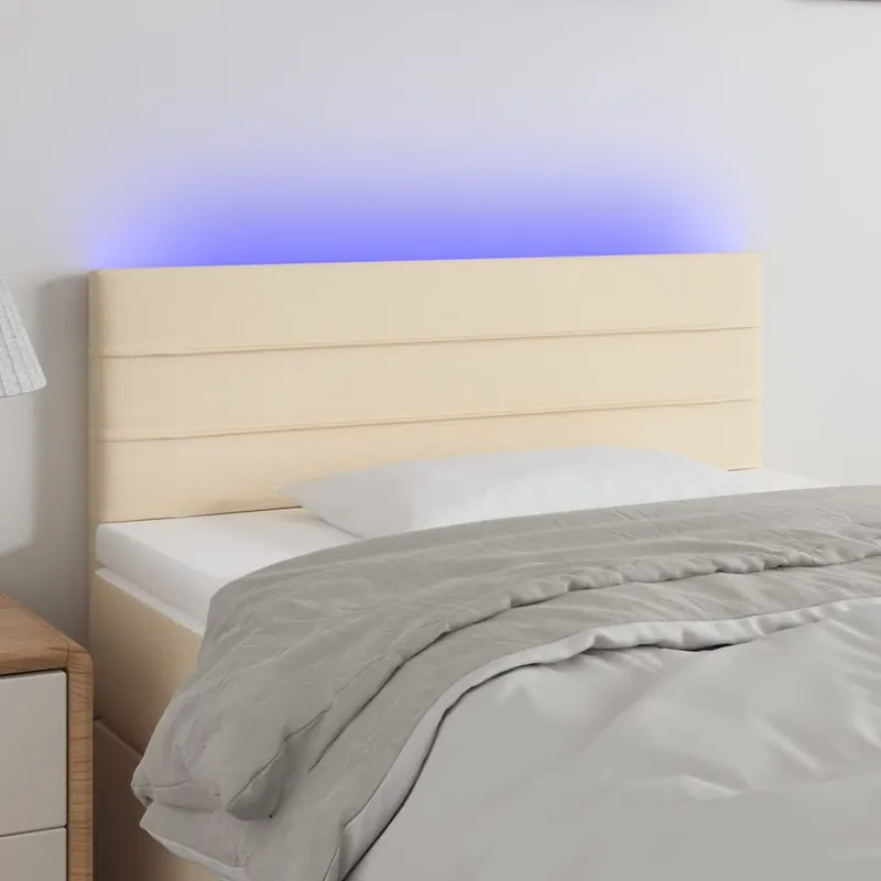 tablie de pat cu led, crem, 80x5x78/88 cm, textil