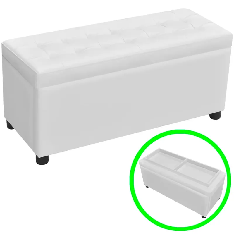 taburet de depozitare, piele artificiala, alb