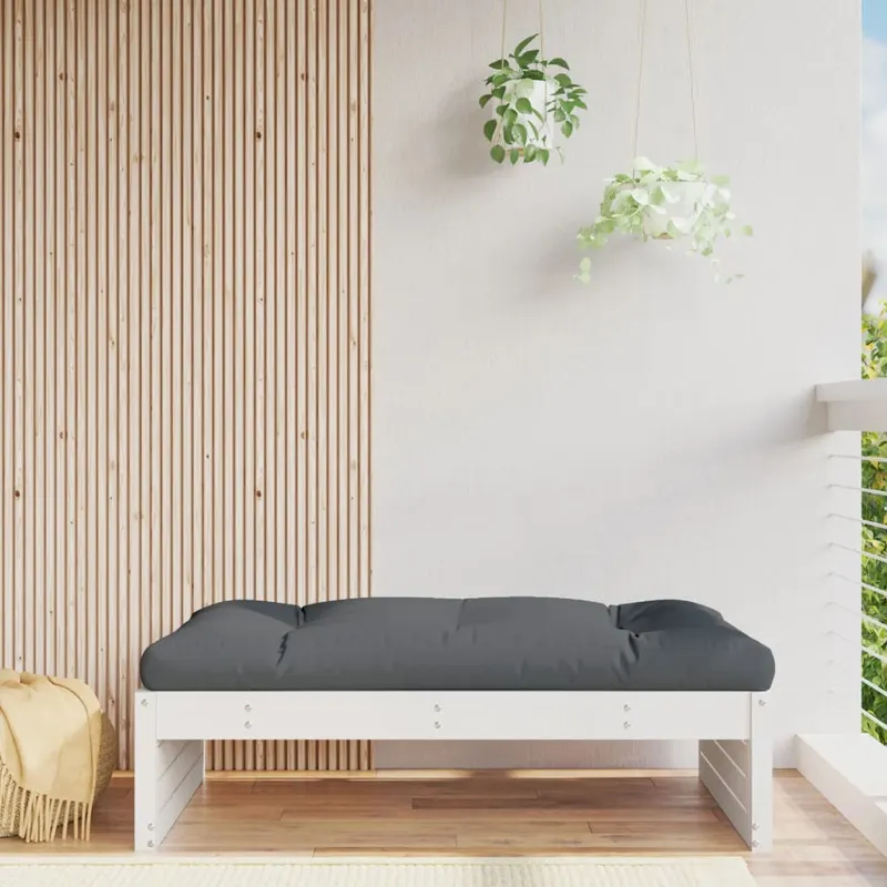 taburet de gradina, 120x80 cm, alb, lemn masiv de pin
