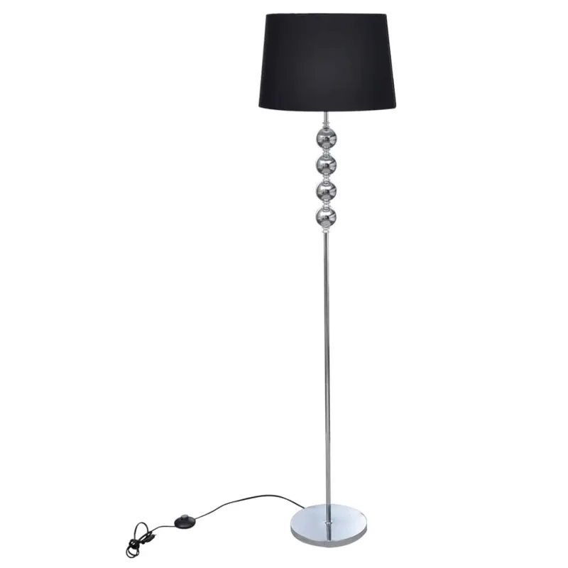 Lampa de podea abajur suport inalt, 4 bile decorative, negru