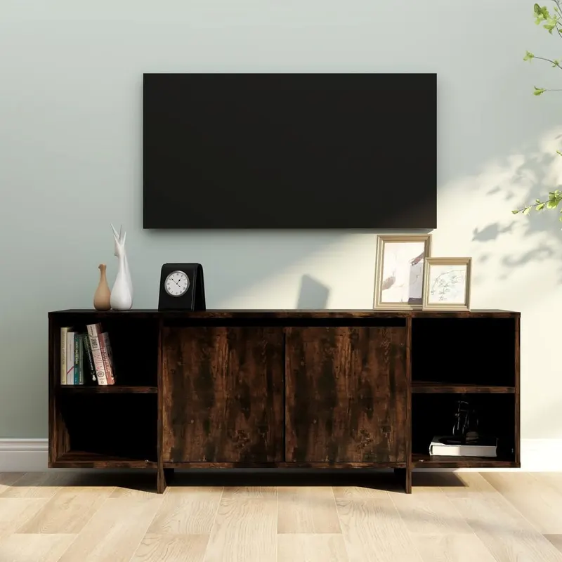 comoda tv, stejar fumuriu, 130x35x50 cm, pal