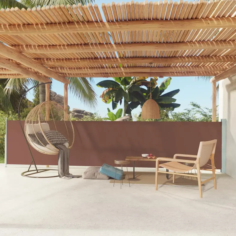 copertina laterala retractabila de terasa, maro, 117x600 cm