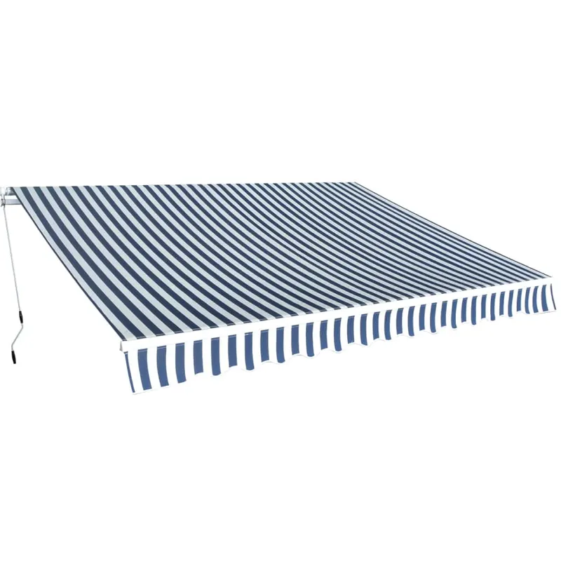 copertina pliabila cu actionare manuala, 350 cm, albastru/alb