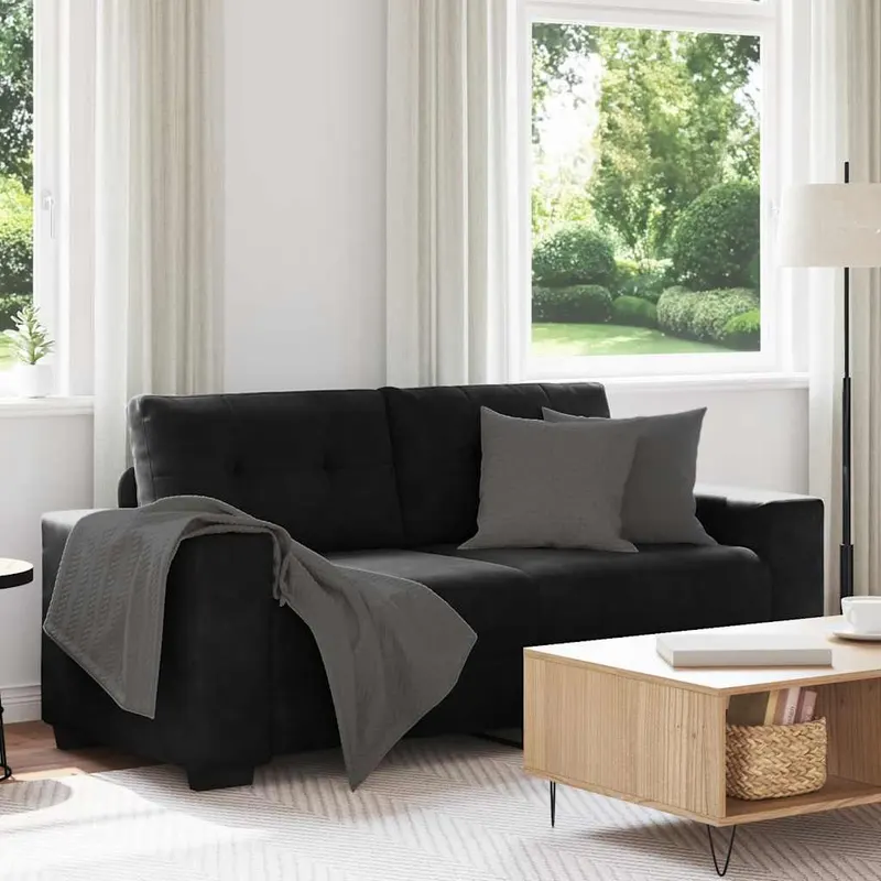 canapea loveseat neagra 140 cm catifea