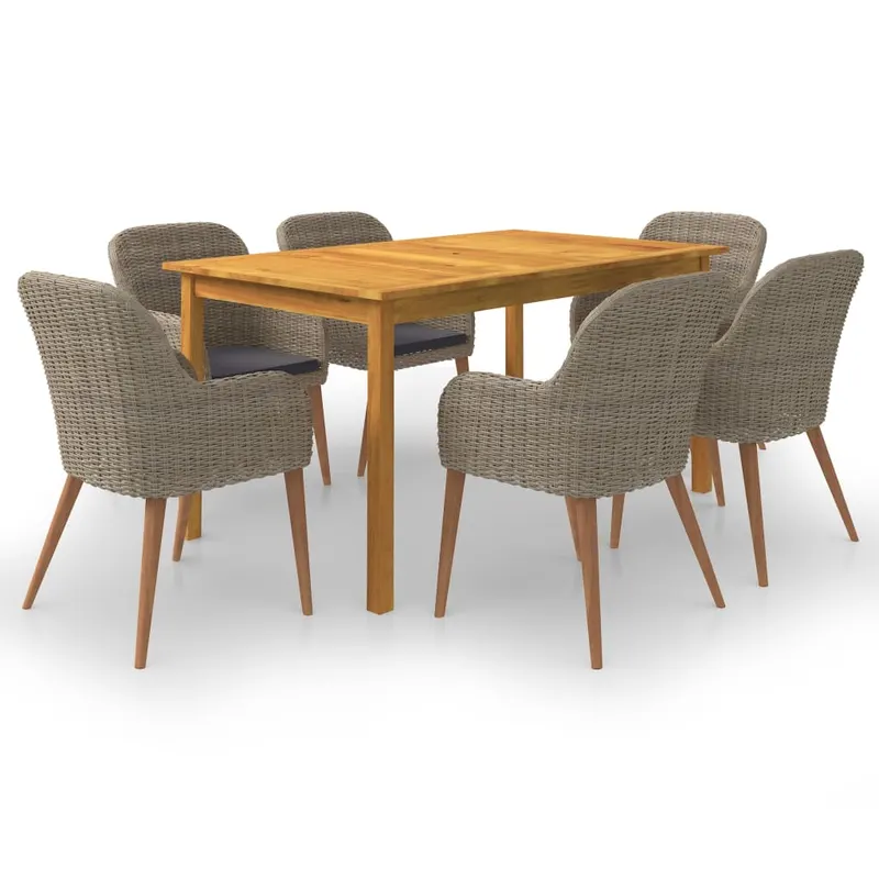 set mobilier de gradina, 7 piese, maro