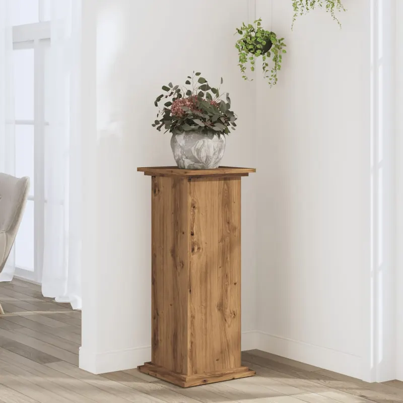 suport de plante stejar artizanal, 33x33x80 cm, lemn prelucrat