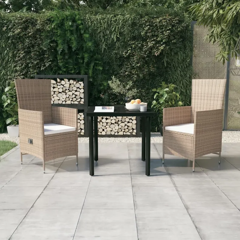 set mobilier de gradina, cu perne, 3 piese, bej