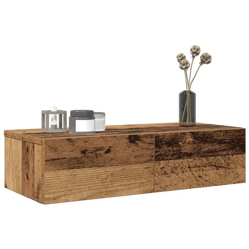 raft perete cu sertare lemn vechi 60x26,5x15 cm lemn prelucrat