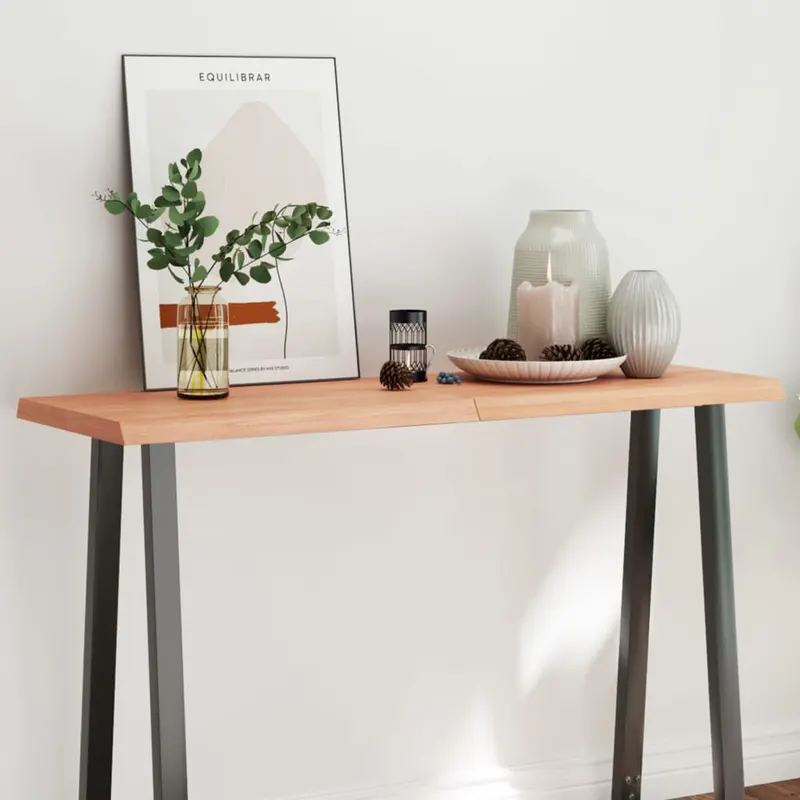 blat masa, 120x40x(2-4) cm, maro, lemn tratat contur organic