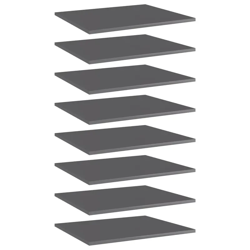 placi biblioteca, 8 buc., gri extralucios, 60 x 50 x 1,5 cm pal