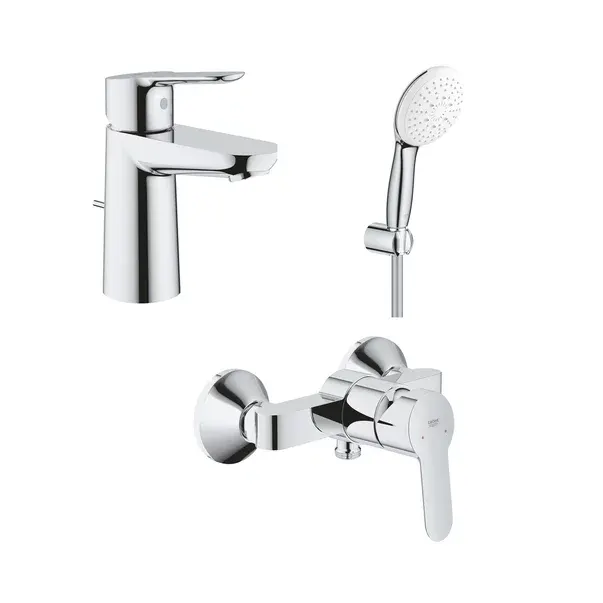 Set baterii lavoar dus Grohe BauEdge si dus cu porter Tempesta crom lucios