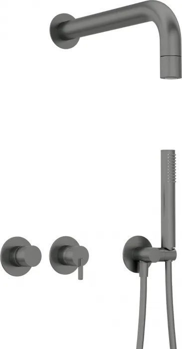 Set de dus incastrat, brat dus ploaie, para de dus si baterie, titan, Deante Silia