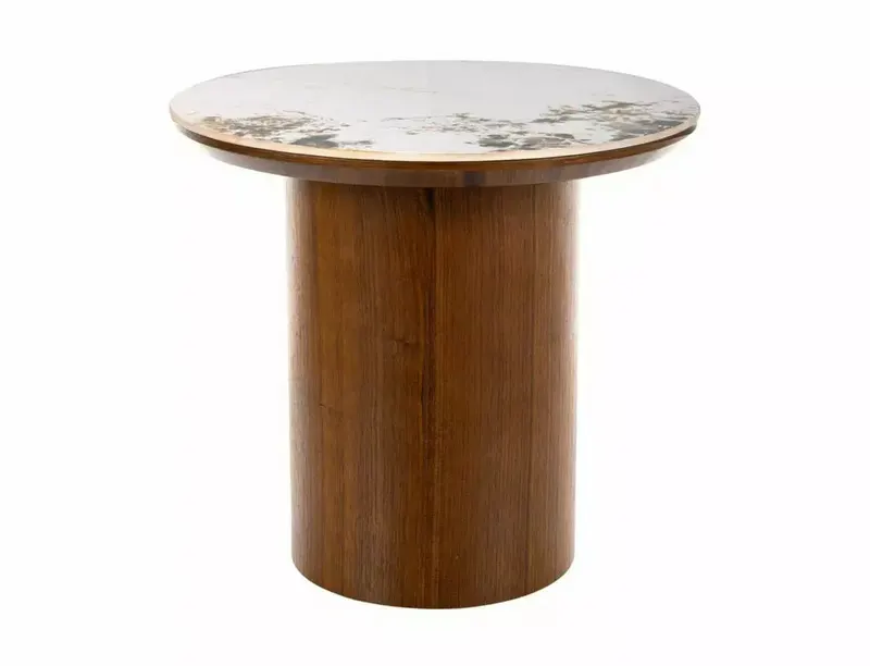 Masuta de cafea BIRTON CERAMIC/WALNUT Ø45 x 50 CM