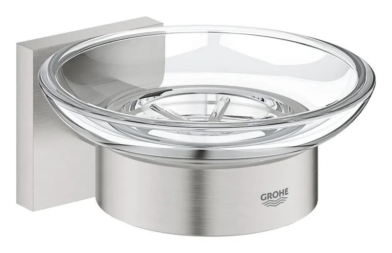 Suport sapun Grohe 41096DC0, Start Cube, pe perete, metal sticla, mat, otel satinat