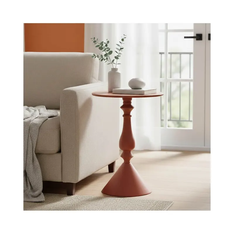 Măsuță de colț cu design metalic Lalou, Metal, Terracotta, 40x55 cm - Multicolor