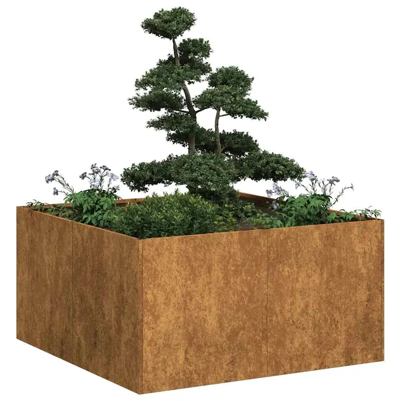 jardiniera rusty 80x80x40 cm otel pentru intemperii