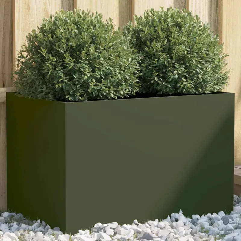 jardiniera, verde masliniu, 62x40x39 cm, otel laminat la rece