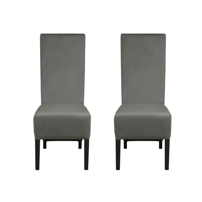 Set 2 scaune living VANESSA, picioare lemn wenge, stofa gri deschis, 47x60x110 cm