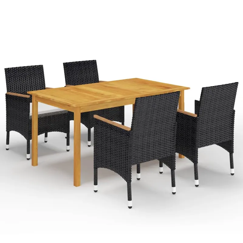 set mobilier de gradina, 5 piese, negru