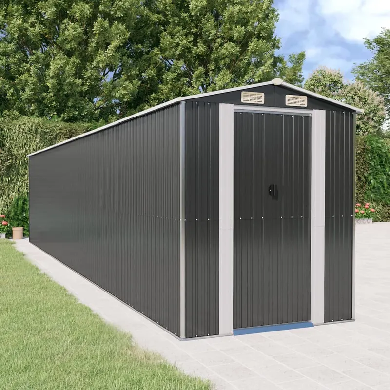 Șopron de gradina, antracit, 192x938x223 cm, otel galvanizat