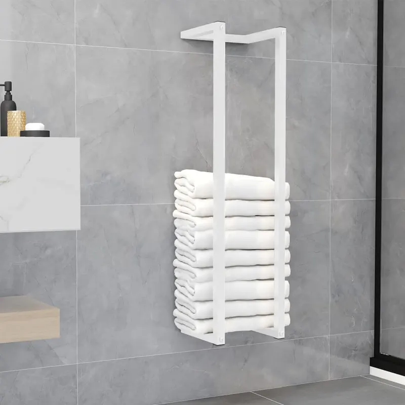 suport de prosoape, alb, 25x20x95 cm, otel
