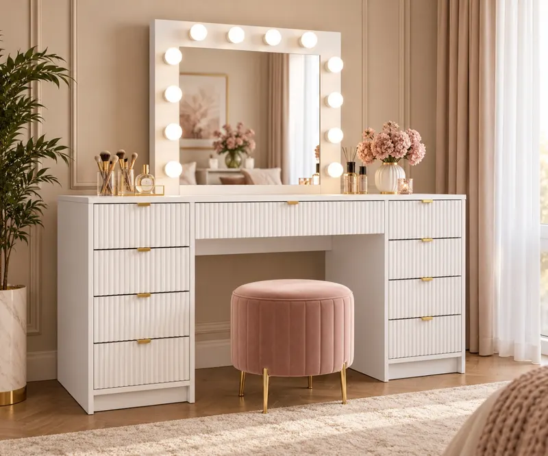 SEA26 - Set Masa alba toaleta cosmetica machiaj oglinda masuta vanity