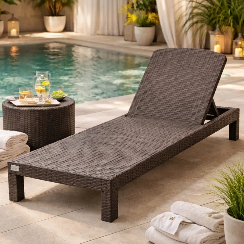 Sezlong pliabil tip valiza, 3 pozitii reglare, structura usoara pentru transport, 186x60x30 cm, maro