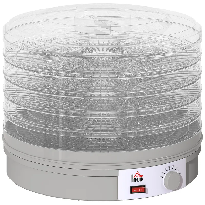 HOMCOM Dehidrator cu 5 niveluri, 245W cu reglaj temperatură, Gri