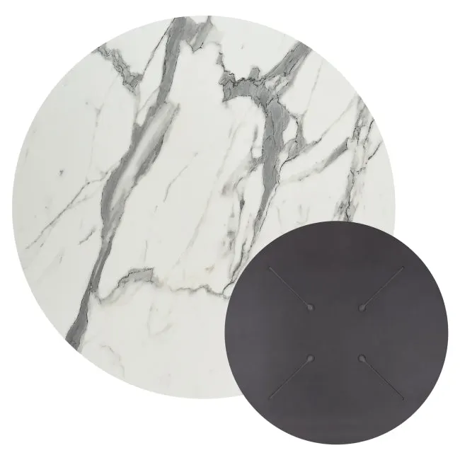 Blat masa HPL VORGAYS 2 MARBLE Ø70 CM - Alb