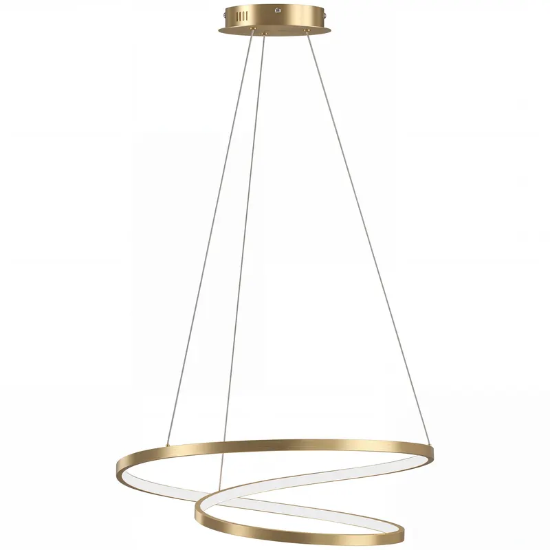HOMCOM Lampă suspendată LED 38W cu 2 inele și 3 temperaturi de culoare, 3000-6500K, înălțime reglabilă, auriu