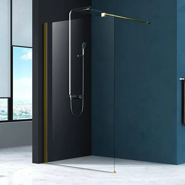 Paravan dus Fluminia Foxy Gold, 100cm, sticla securizata 8mm, profil auriu periat