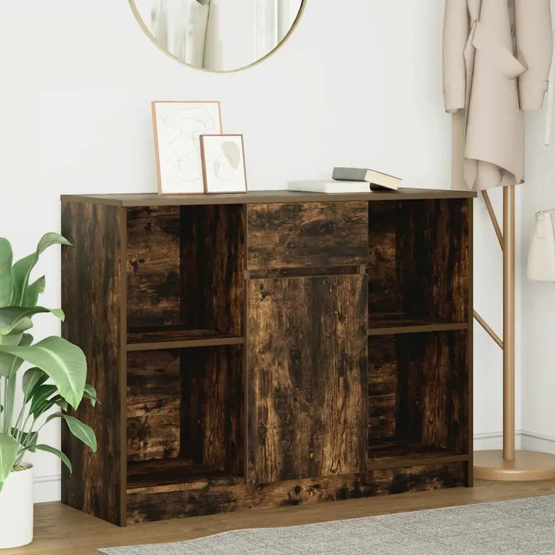 bufeta cu sertar stejar afumat 101x35x76 cm lemn de stratificat