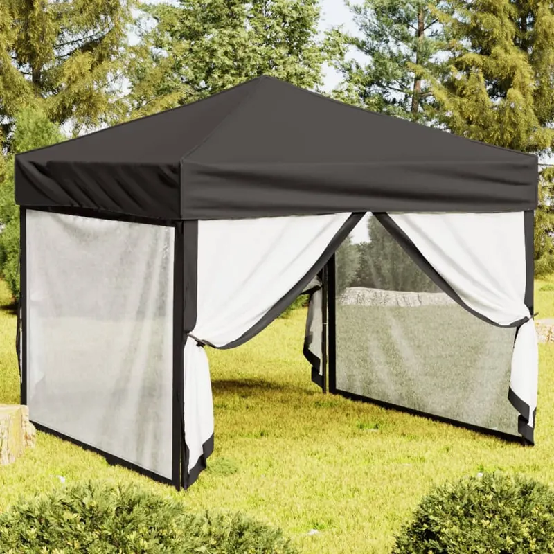 cort pliabil pentru petrecere, pereti laterali, antracit, 3x3 m