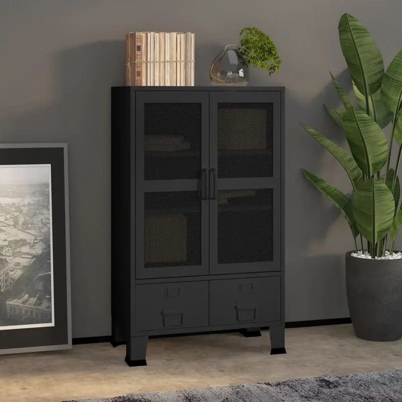 dulap industrial de depozitare, negru, 70x40x115 cm, metal