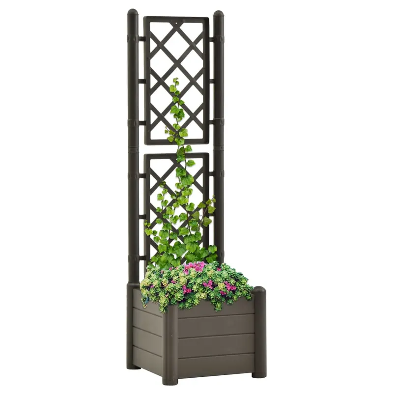 jardiniera de gradina cu spalier, antracit, 43x43x142 cm, pp
