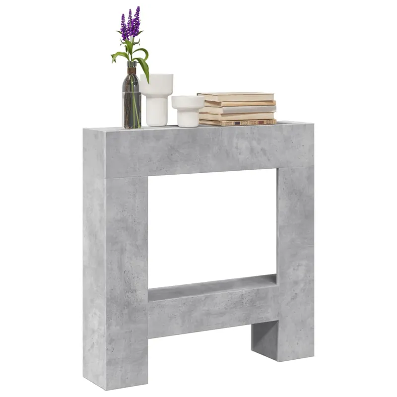 masca de semineu, gri beton, 81x18x82 cm, lemn prelucrat