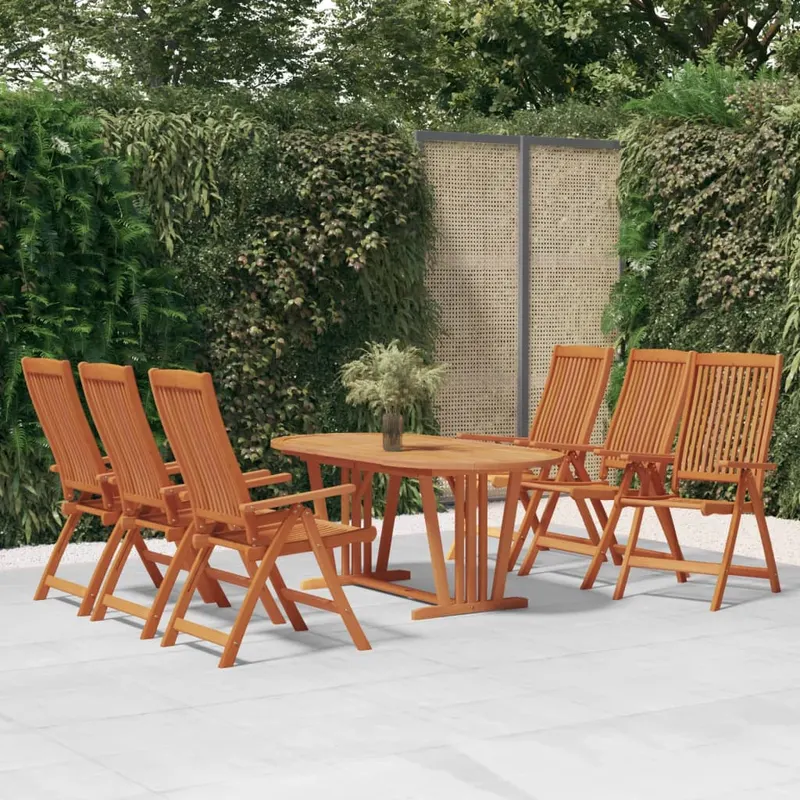 set mobilier de gradina, 7 piese, lemn masiv de eucalipt