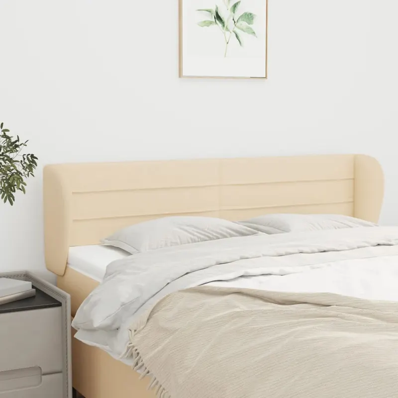 tablie de pat cu aripioare crem 147x23x78/88 cm material textil