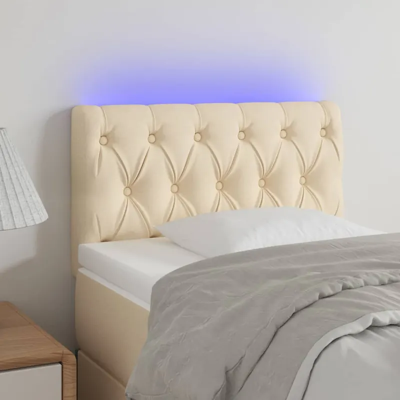 tablie de pat cu led, crem, 80x7x78/88 cm, textil
