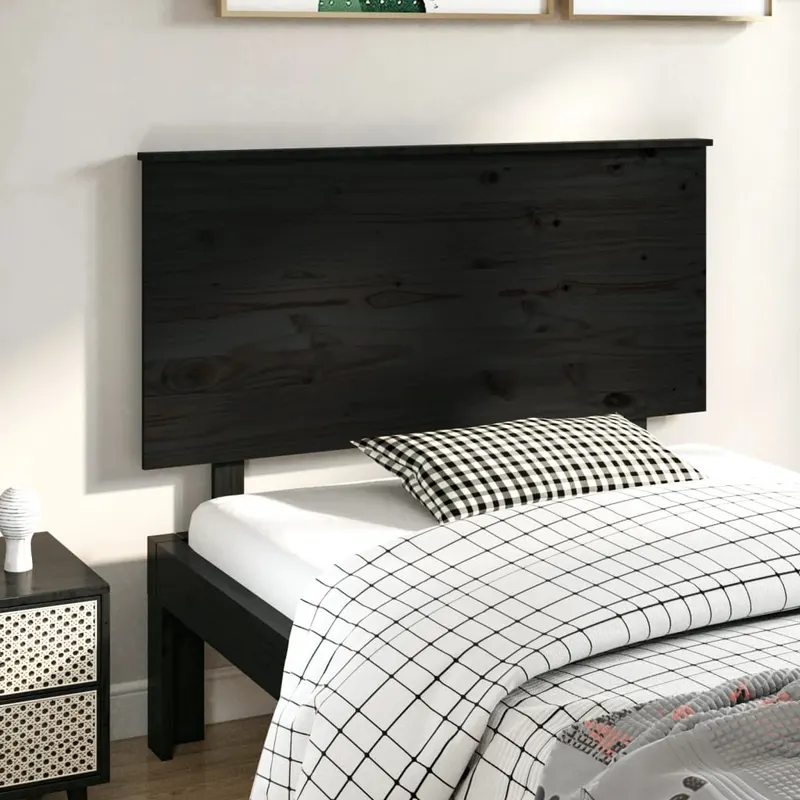 tablie de pat, negru, 124x6x82,5 cm, lemn masiv de pin