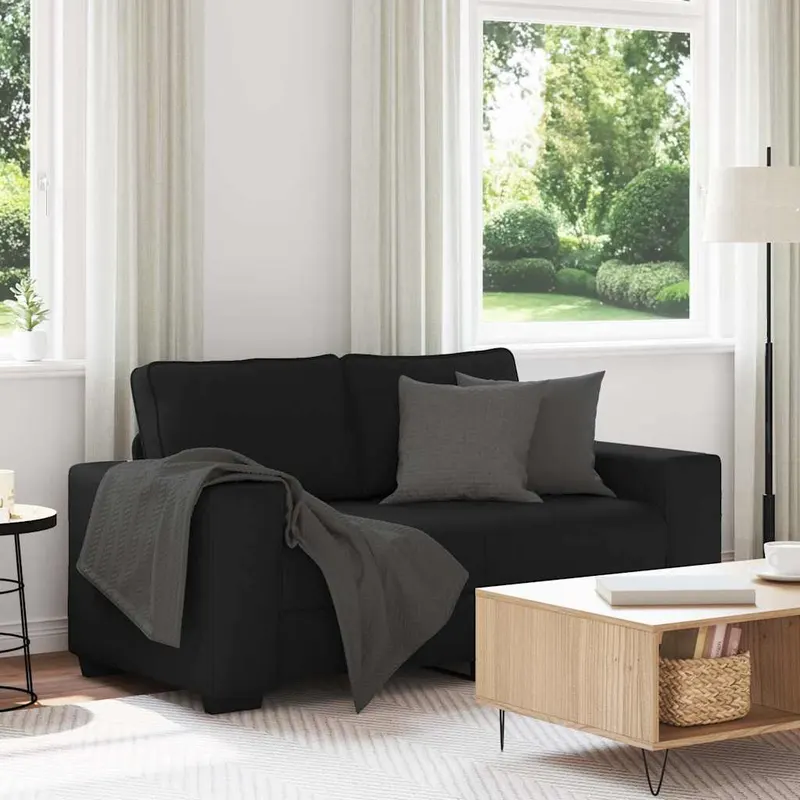 canapea cu 2 locuri, neagra, 120 cm, material textil