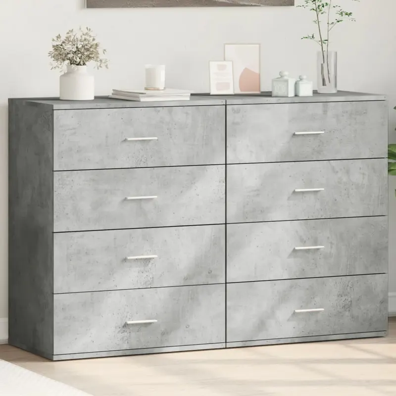 dulapuri, 2 buc., gri beton, 60x39x80 cm, lemn prelucrat
