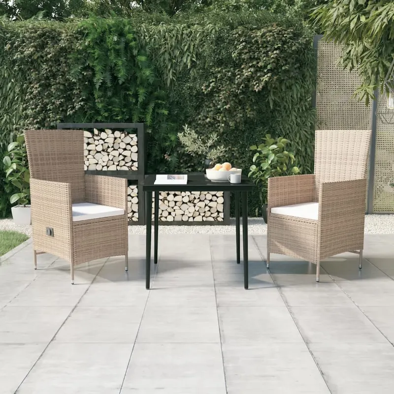 set de mobilier de gradina, cu perne, 3 piese, bej